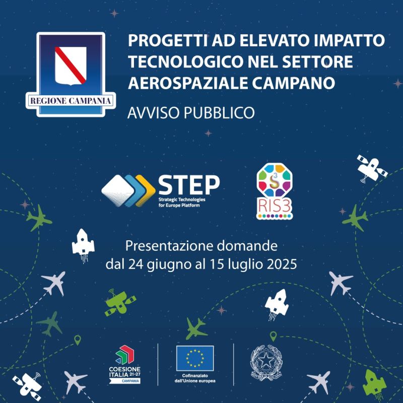 Aerospazio in Campania: 16 progetti ammessi a finanziamento per oltre 23,7 milioni di euro